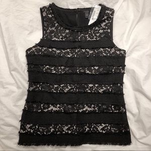 NEW J. Crew Lace Tweed Fringey Top, S